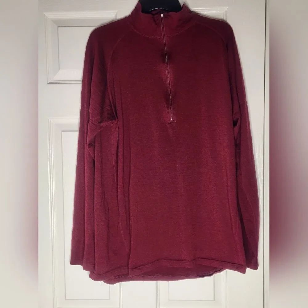 Woolskins Terramar XL Burgundy 100% AustMerinoWool Lngslv 1/4 Zipper MenSweater